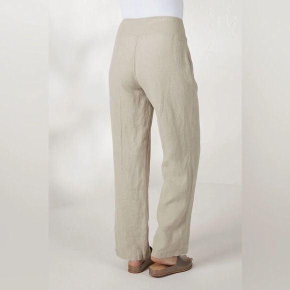 Coldwater Creek Linen High Rise Wide Leg Charcoal Pull On pants - Picture 12 of 12